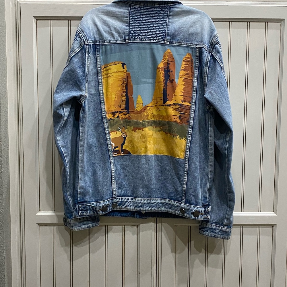 Custom Denim Jacket with Utah Desert Scene